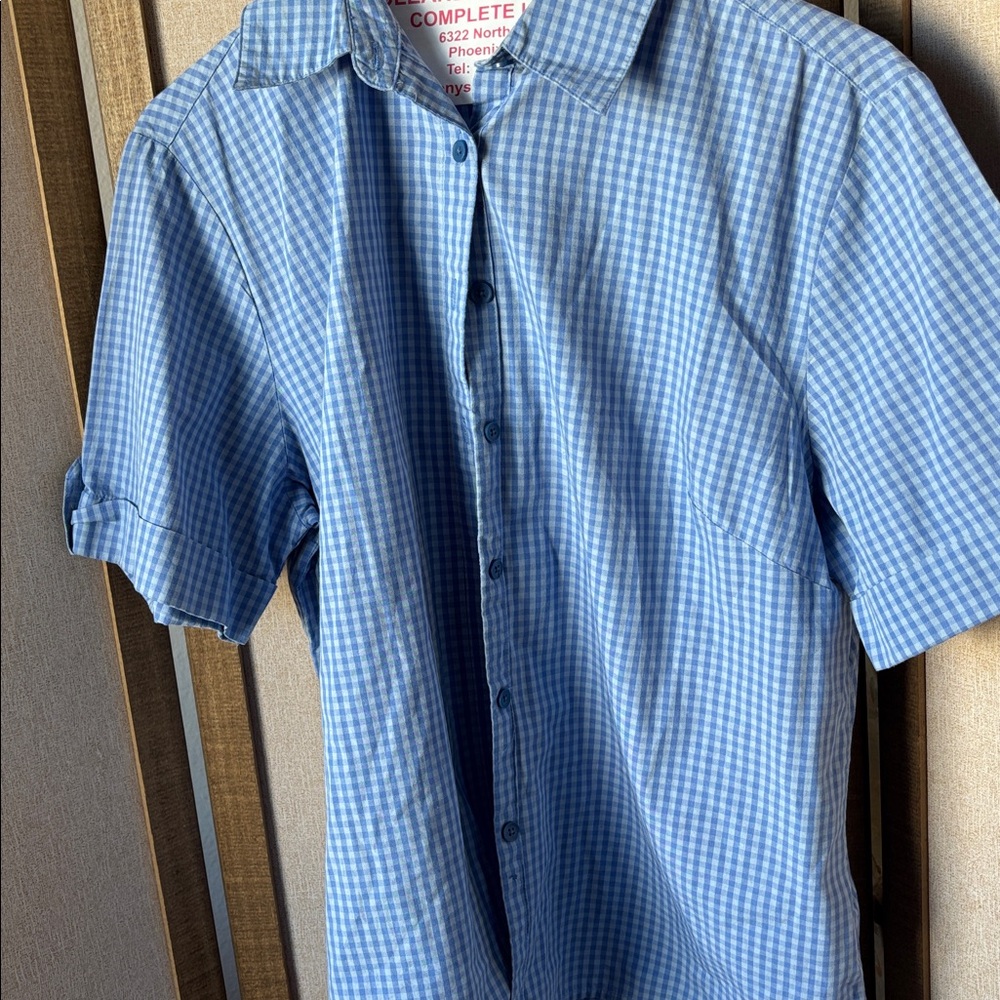 FINAL MARKDOWN Cabin Creek Light Blue Gingham Shirt large